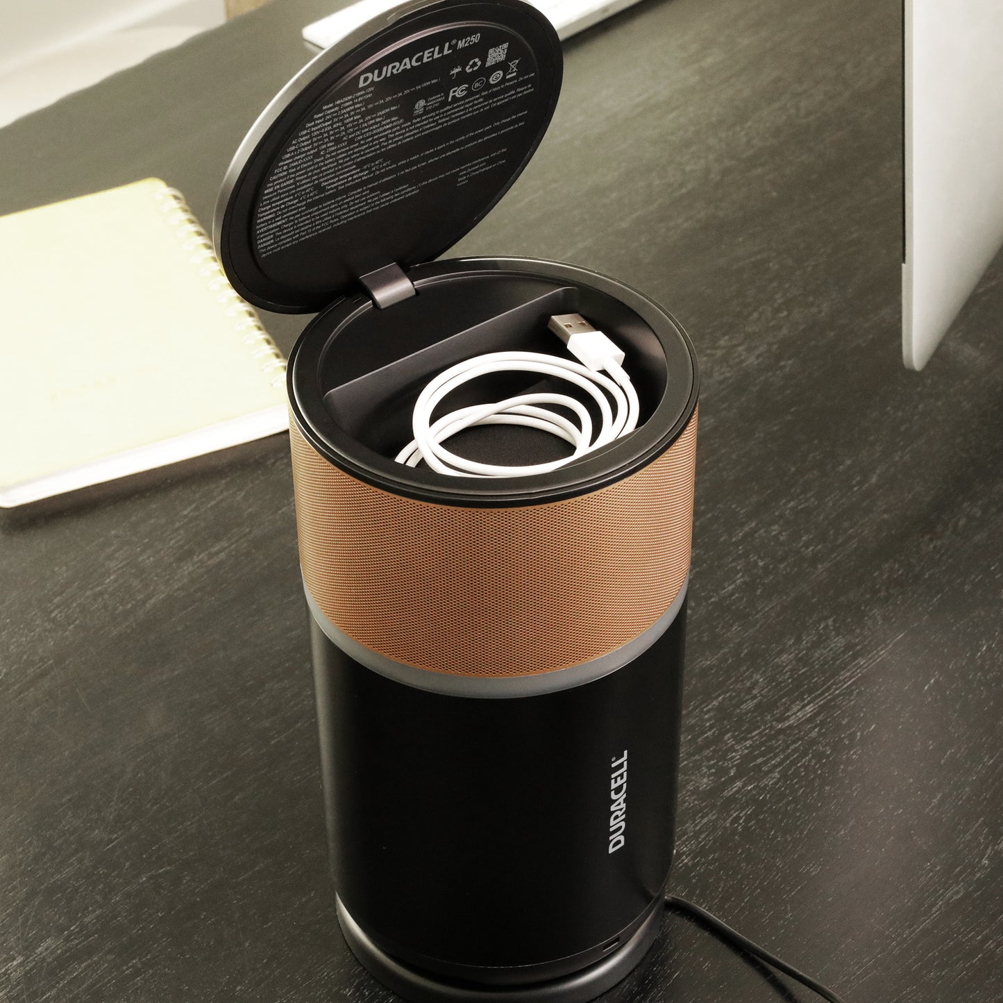 Duracell charging hub cord storage compartment