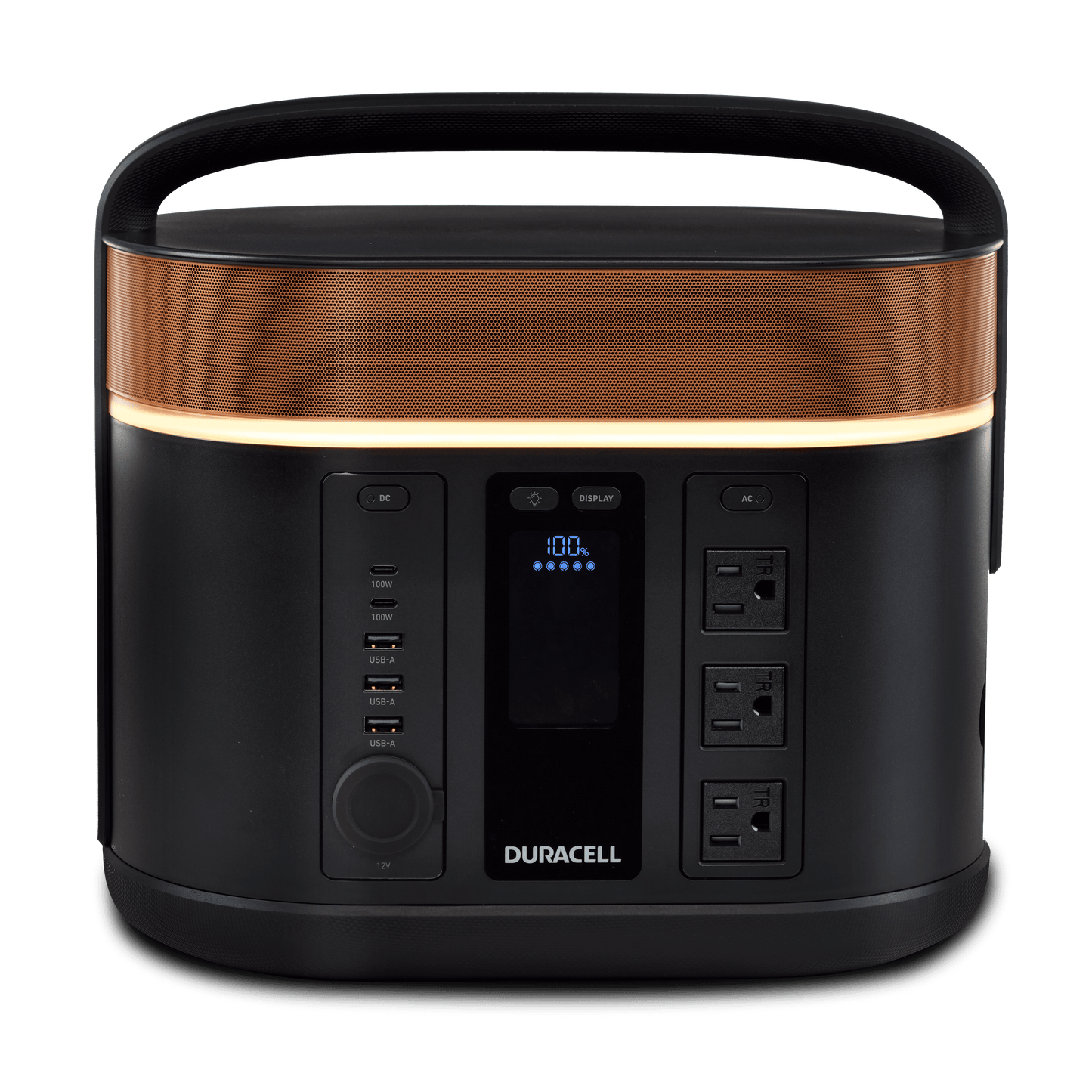 The Duracell G800 portable power station image showing the 360-degree ring light and intuitive