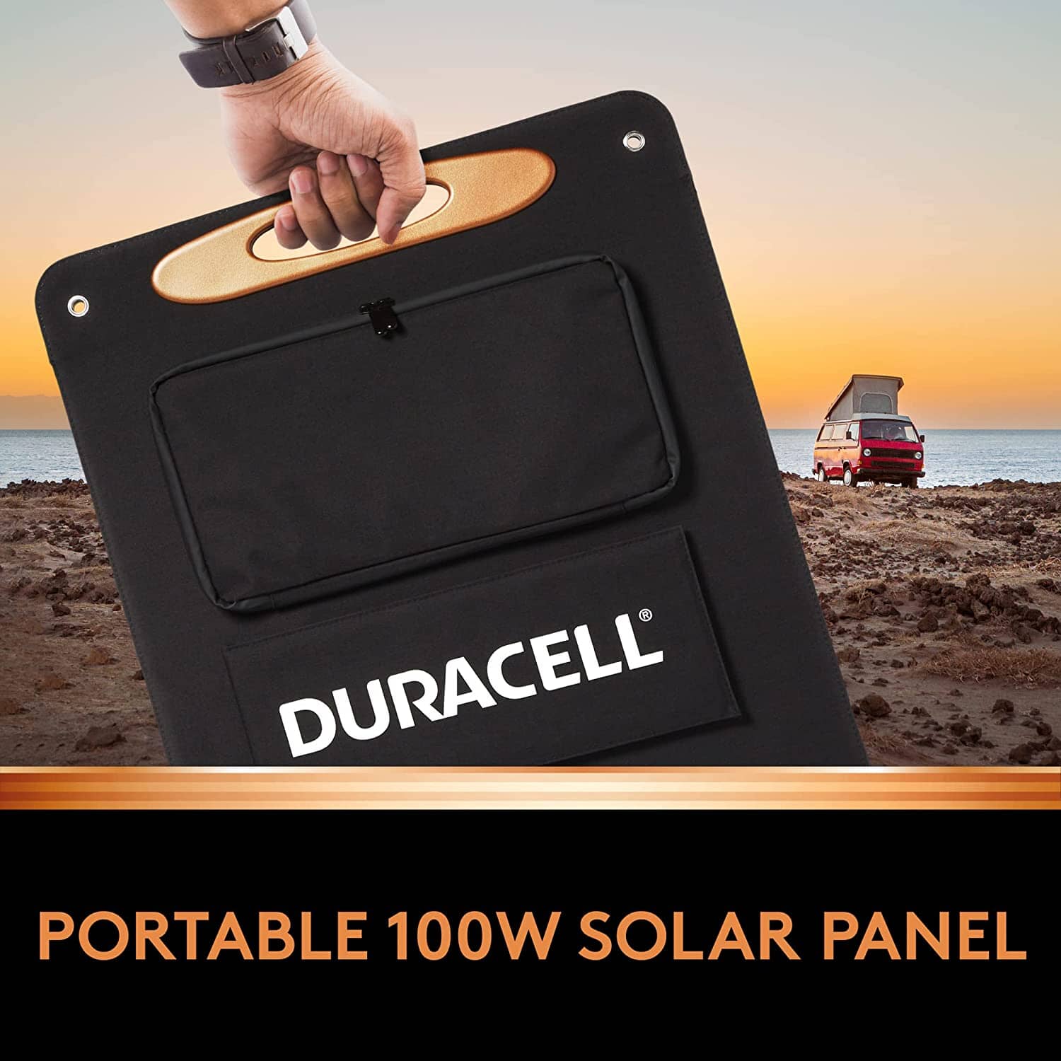 solar panel image in front of a sunset